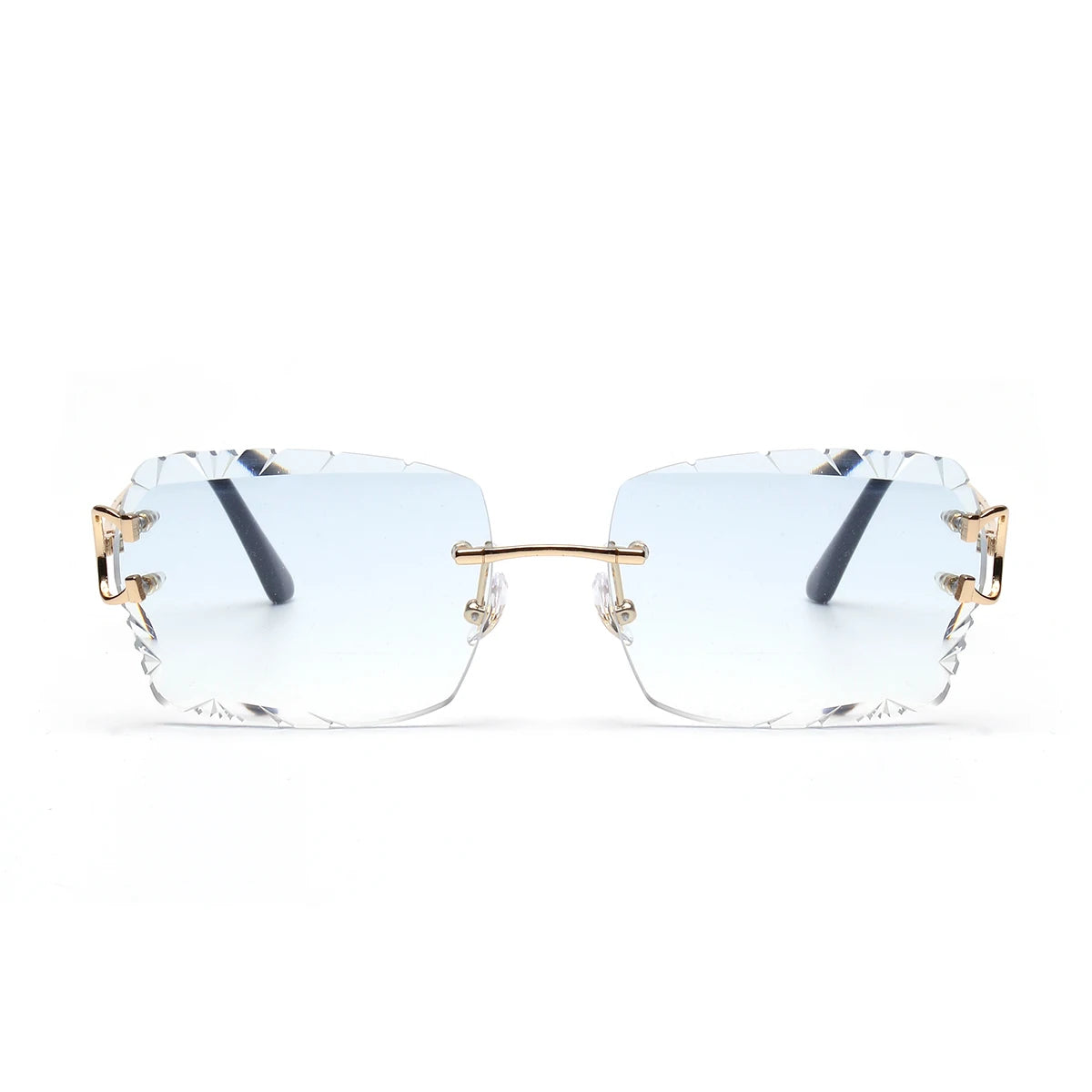 Vintage Rimless Square Sunglasses – UV400 Diamond-Cut Lens