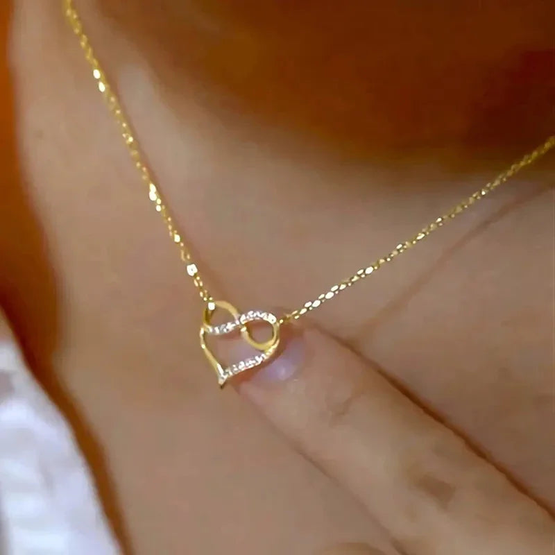 Infinity Heart Pendant Necklace – Delicate Gold Chain