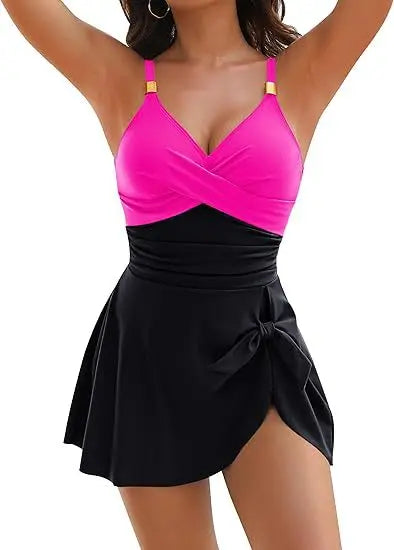 Ruched Tummy-Control Swim Dress – One-Piece Beachwear
