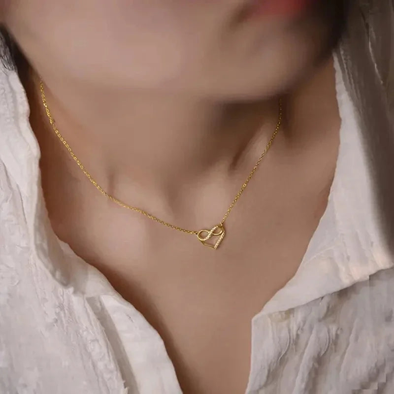 Infinity Heart Pendant Necklace – Delicate Gold Chain