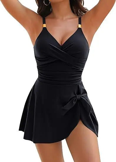 Ruched Tummy-Control Swim Dress – One-Piece Beachwear