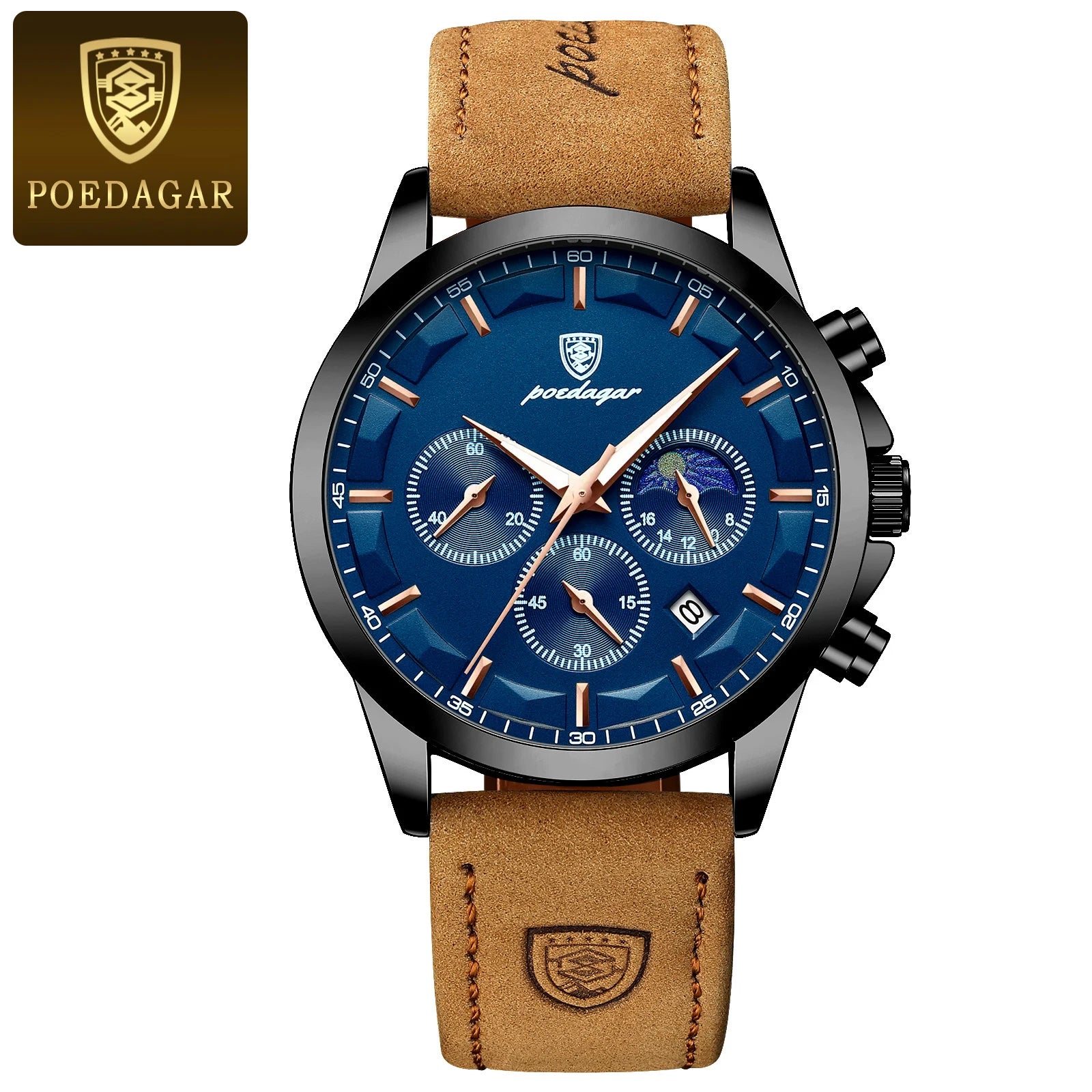 POEDAGAR men's chronograph watch – lifestyle shot