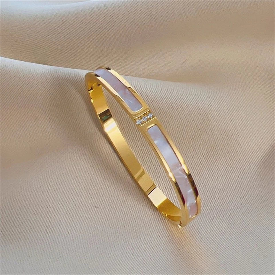 ZAKOL 5/1pcs Sparkling Zirconia Inlaid Stainless Steel Bracelet