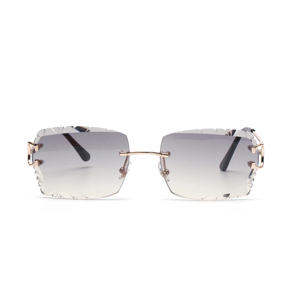 Vintage Rimless Square Sunglasses – UV400 Diamond-Cut Lens
